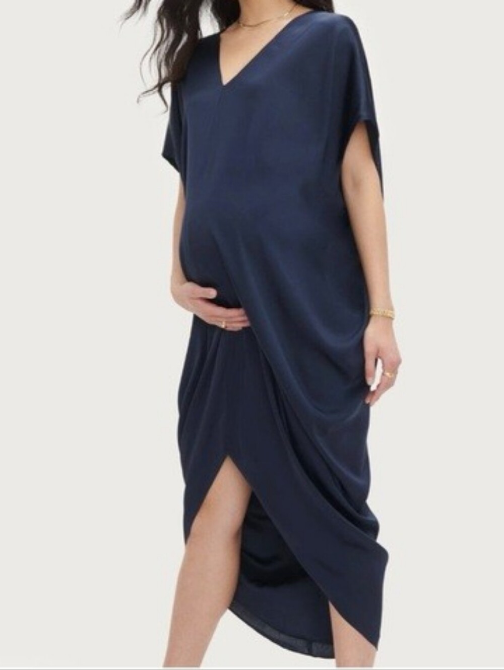 Hatch The Riviera Navy Draped V-Neck Midi Dress